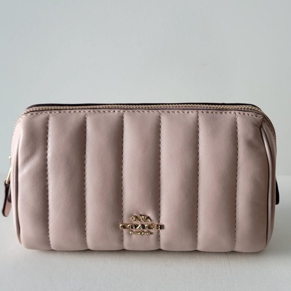 NWT COACH Quilted Cosmetic Case 17C Washed Mauve and Gold Hardware